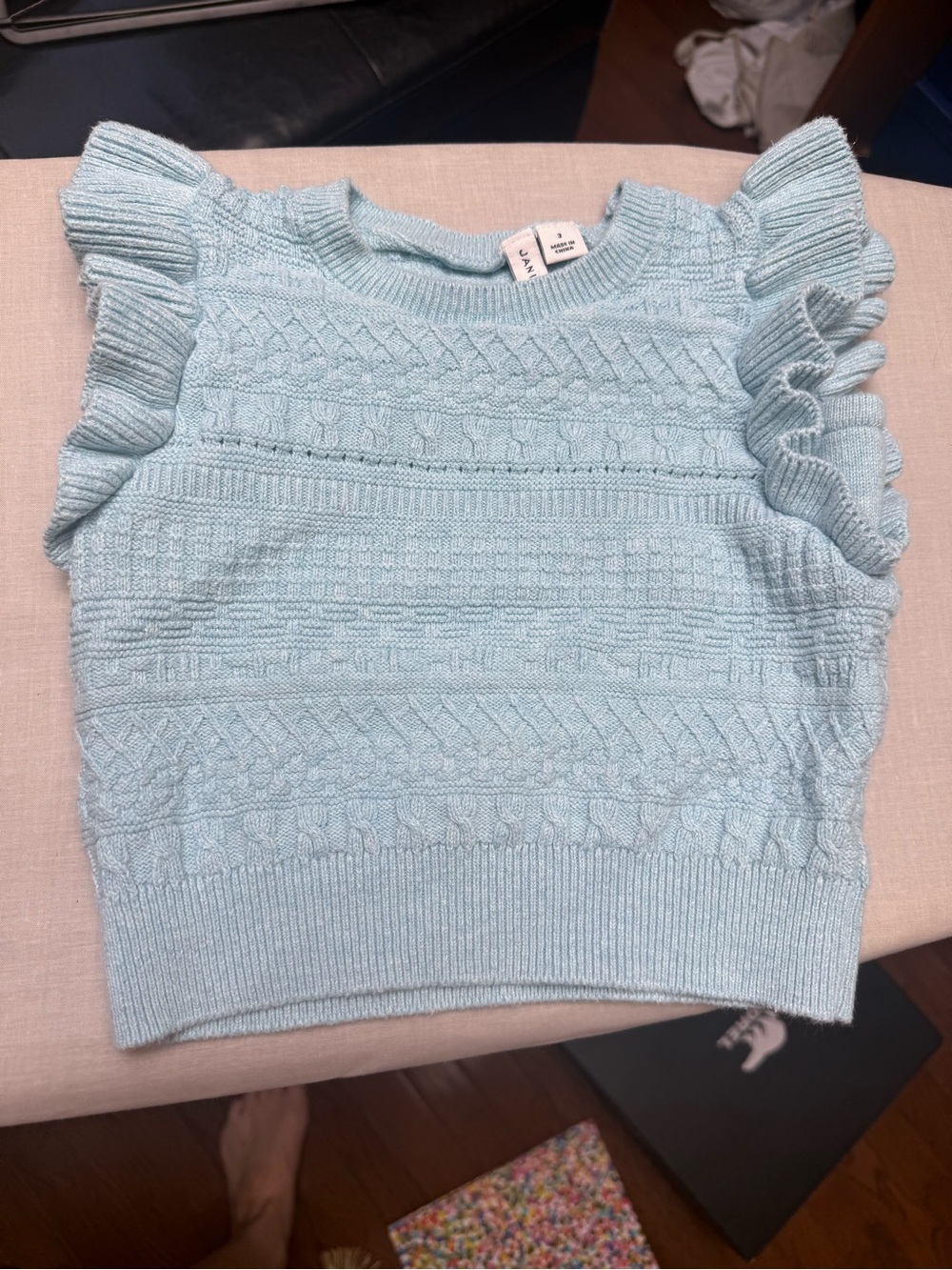 Janie and Jack Light Blue Knit Ruffle Sleeve Sweater Top